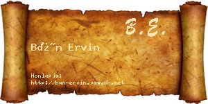 Bán Ervin névjegykártya